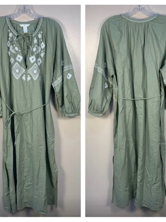 H&M Cotton Embroidered Midi Dress - Picture 2 of 11